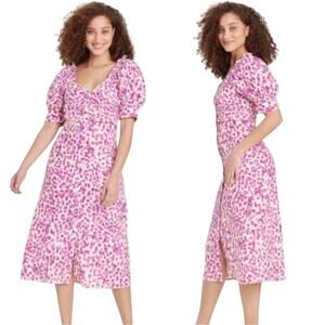 Who What Wear Linen Cottagecore Garden Romantic Breathable Midi Dress Lilac S